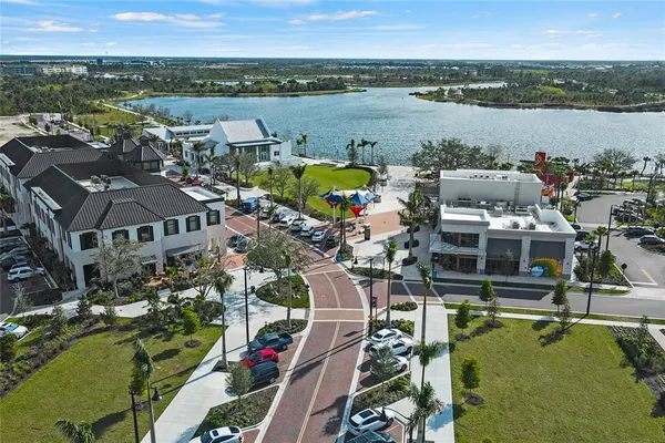 a view of a lake with houses