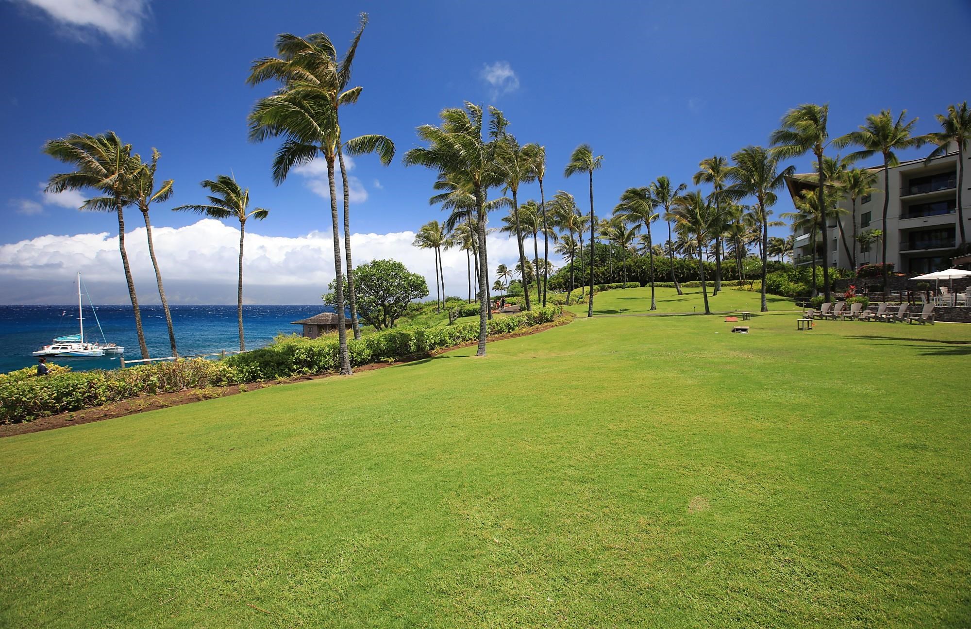 1 Bay Drive, Unit 2202 Lahaina, HI 96761 - Photo 45 of 50 a view of a garden with a building in the background