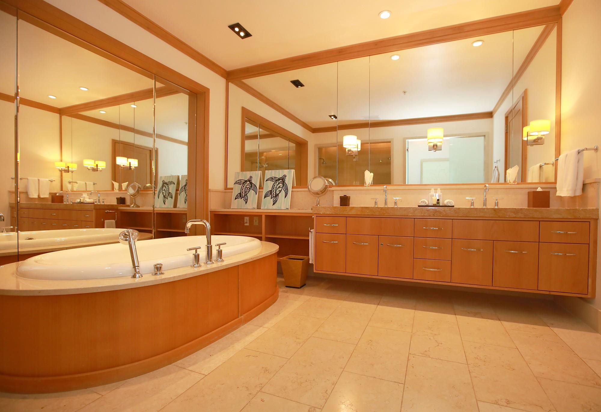 1 Bay Drive, Unit 2202 Lahaina, HI 96761 - Photo 7 of 50 a large tub with double vanity and a large window