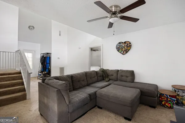 a living room with furniture