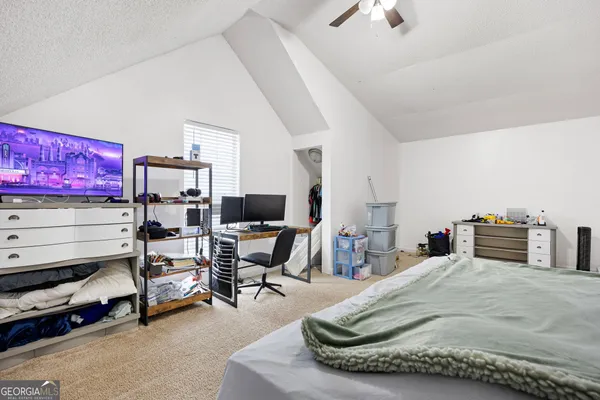 a view of a lake and mountain in the back