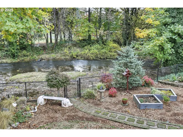a view of a yard with a tree