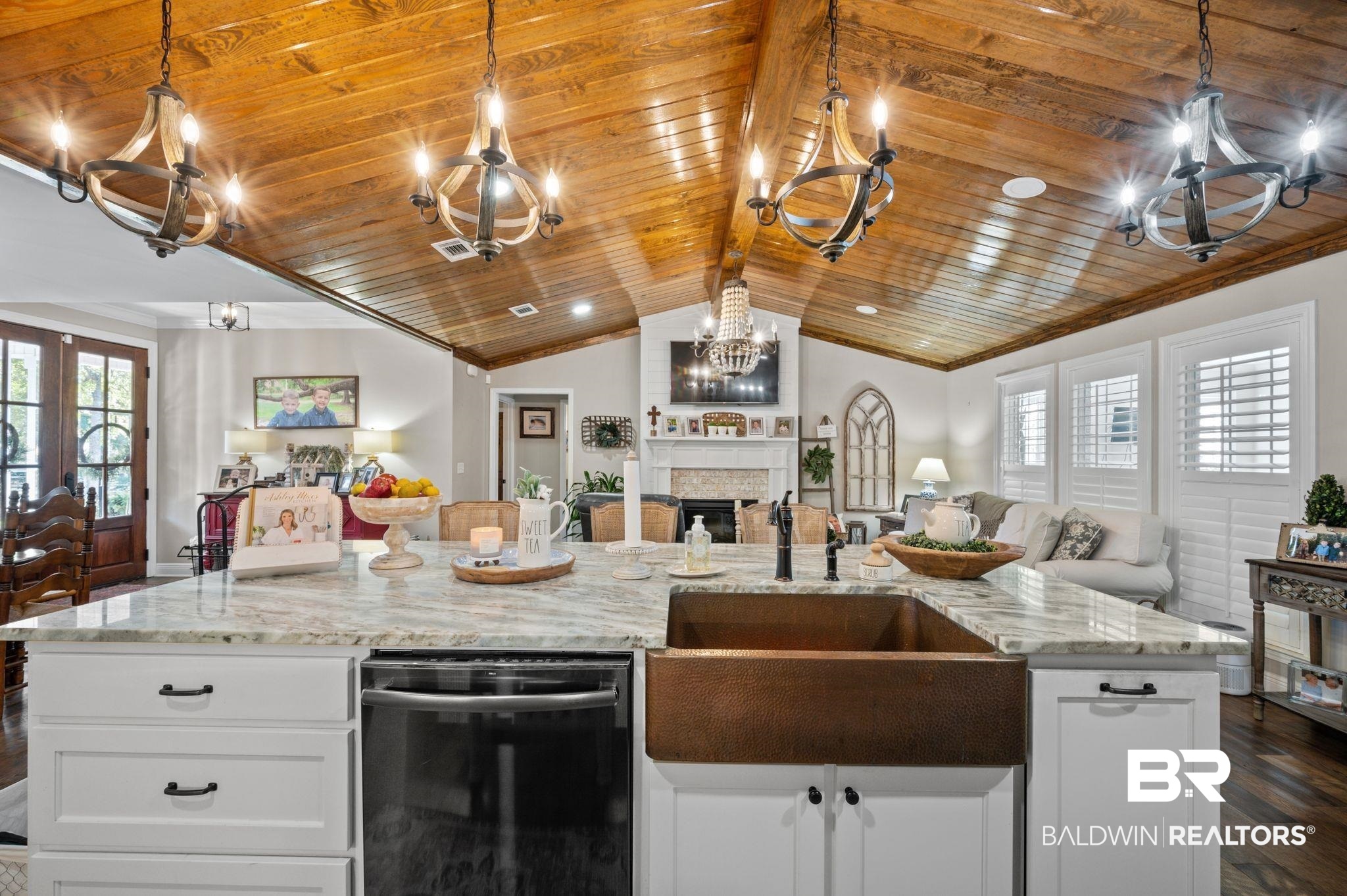 38211-d) V R Byrd Road Bay Minette, AL 36507 - Photo 11 of 58 Kitchen featuring plenty of natural light, dark hardwood / wood-style flooring, lofted ceiling, and black dishwasher