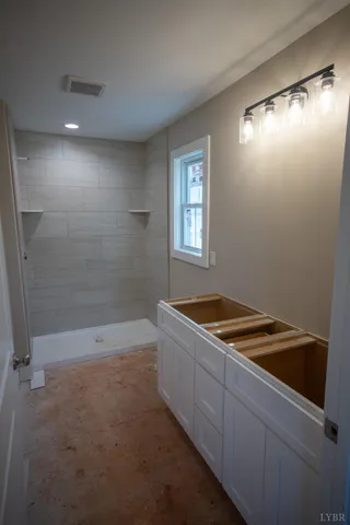 a bathroom with a shower