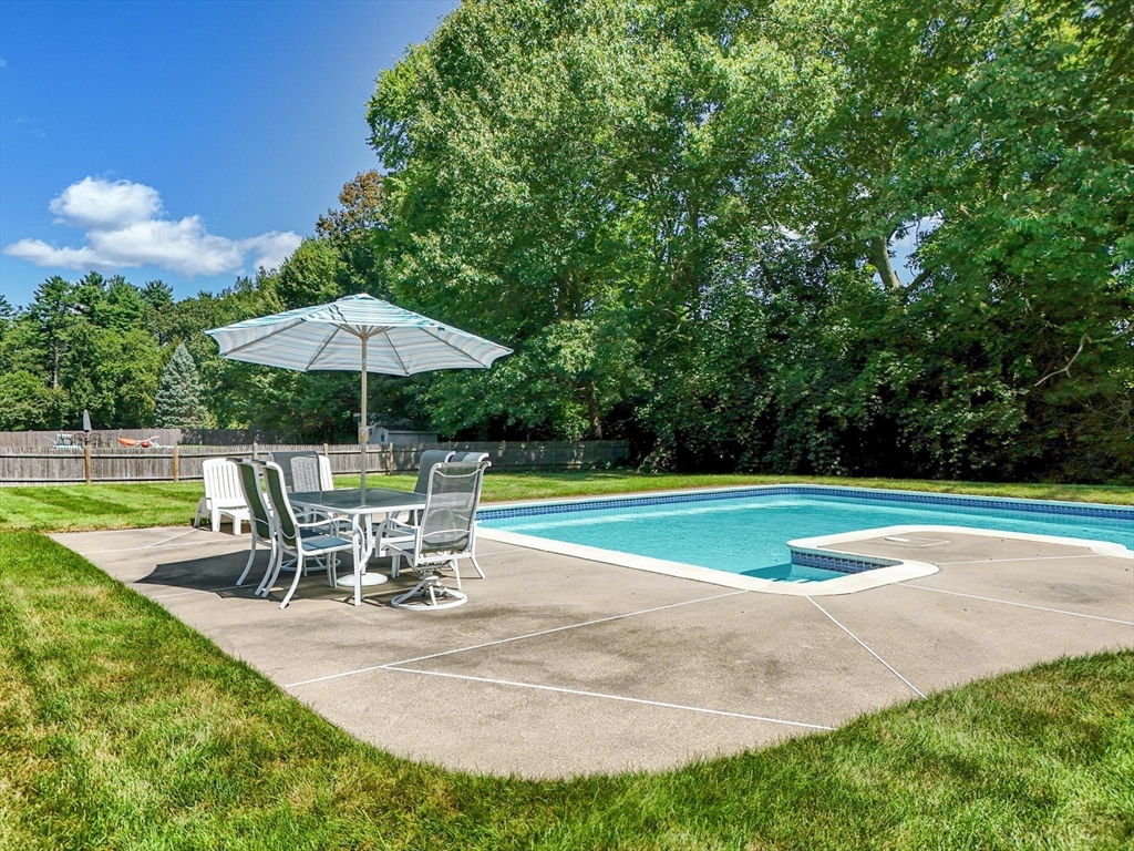 36 Turner Street Norfolk, MA 02056 - Photo 31 of 41 a view of a backyard with sitting area and a slide
