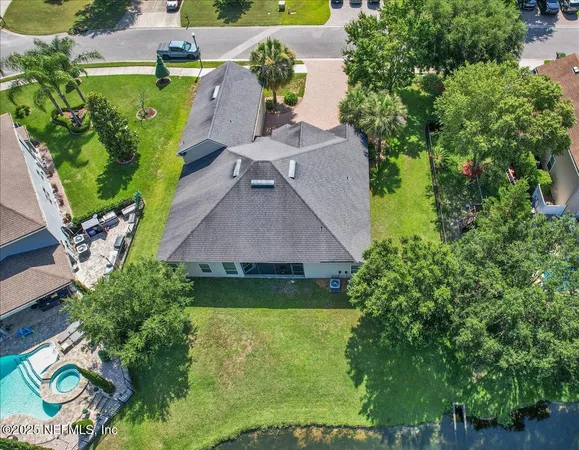 an aerial view of a house