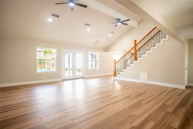 a bathroom with a sink double vanity and a mirror