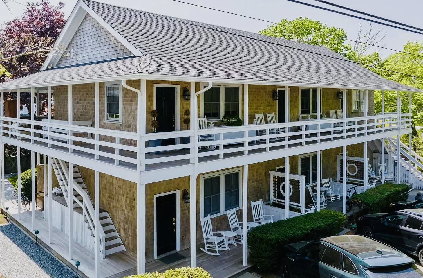 a view of a building with a large windows