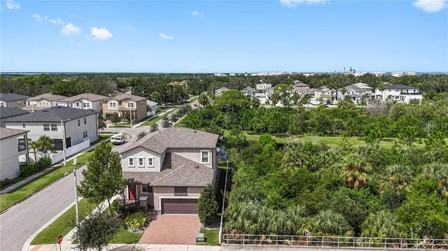 an aerial view of a house