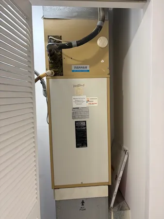 a close view of water heater room