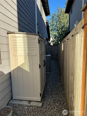a view of a wooden door