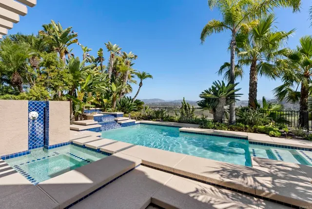 a view of a park with plants and large trees
