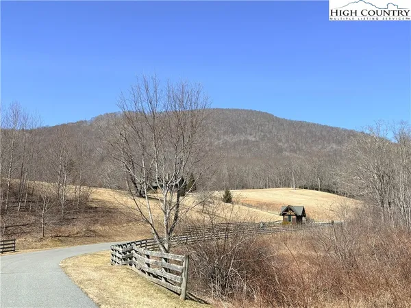 a view of a dry yard with wooden fence