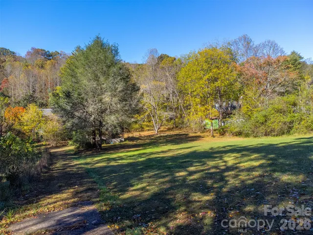 a view of a field with trees