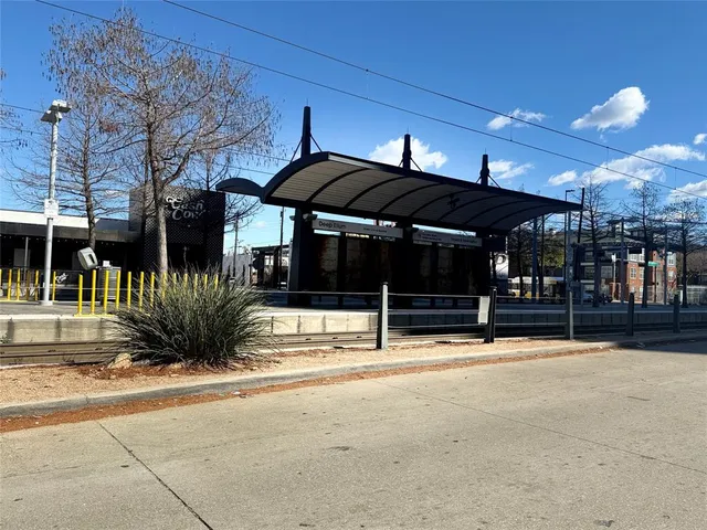 a view of a building with a street