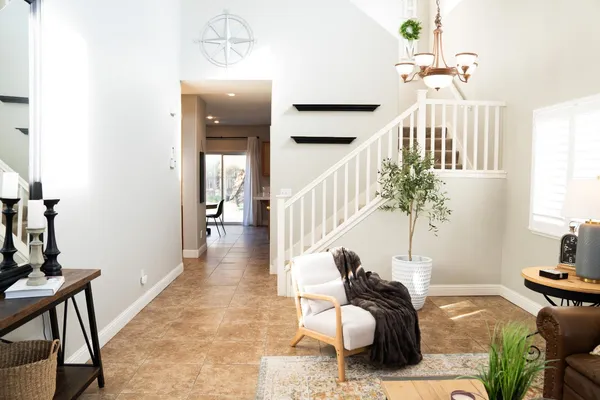 a living room with furniture