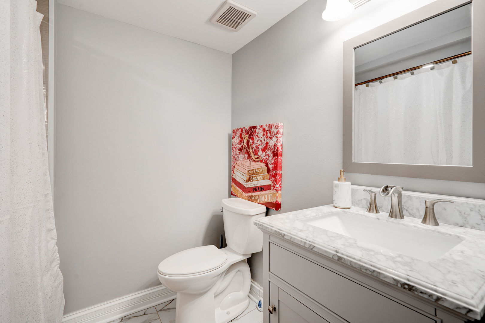 166 Williamsburg Road Country Club Hills, IL 60478 - Photo 11 of 15 a bathroom with a granite countertop toilet sink and mirror