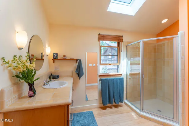 a view of a livingroom with wooden floor