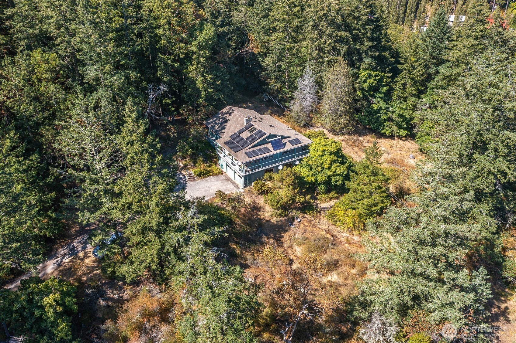 239 Killebrew Lake Road Orcas Island, WA 98280 - Photo 30 of 31 an aerial view of a house with a yard