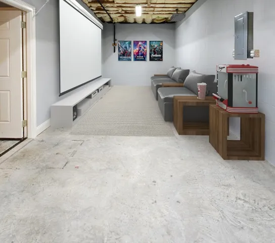 an empty room with windows