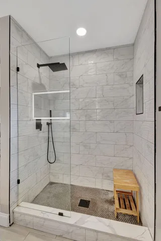 a bathroom with a shower