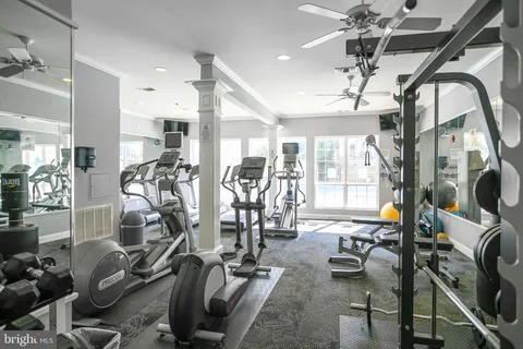 a view of a room with gym equipment