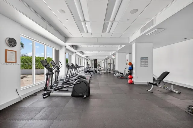 a view of a room with gym equipment