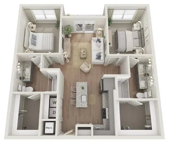 view of hall way with mirror and racks