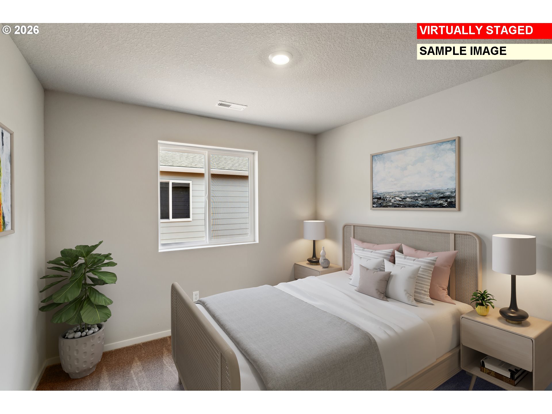 25229 Todd Way Veneta, OR 97487 - Photo 19 of 29 a bedroom with a bed and a potted plant
