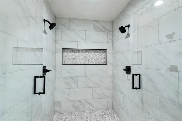 a view of kitchen with cabinets and outdoor space