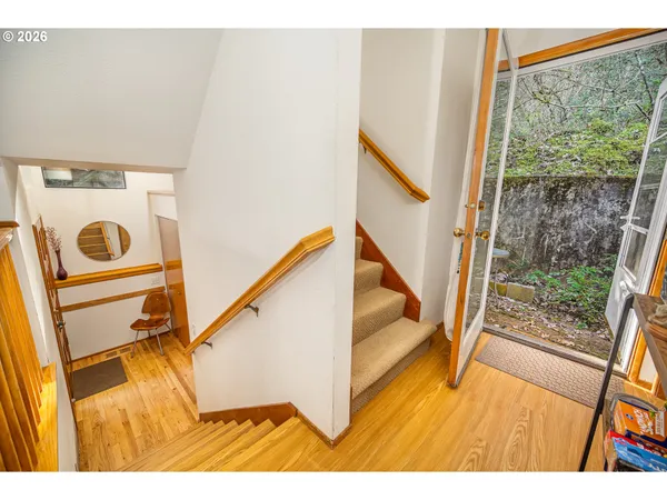 a view of an entryway with staircase