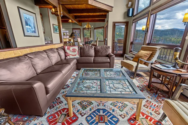 an aerial view of a house with a garden