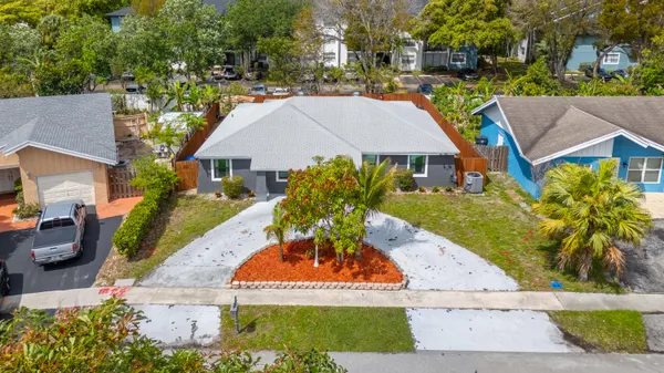 an aerial view of a house