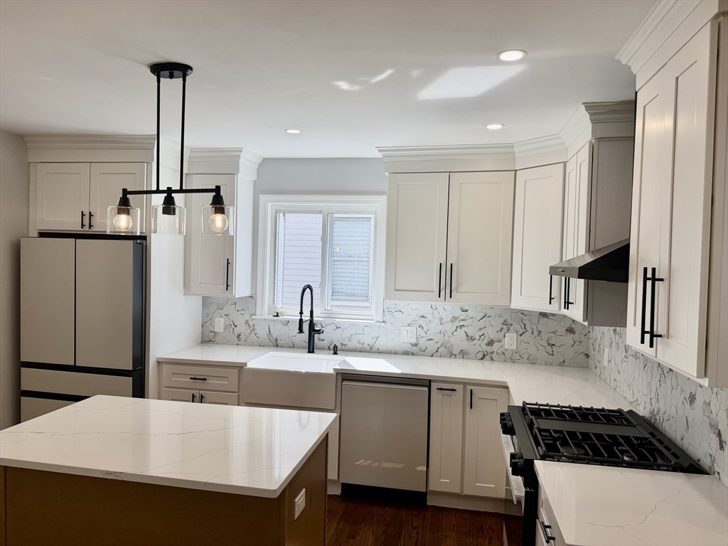 60-62 Wellsmere Road, Unit 1 Boston, MA 02131 - Photo 3 of 19 a kitchen with stainless steel appliances a sink stove and refrigerator