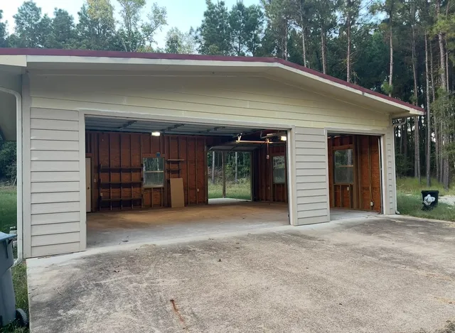 a view of a house with a garage