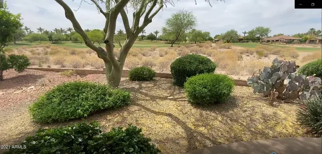 a backyard of a house with lots of green space and lake view