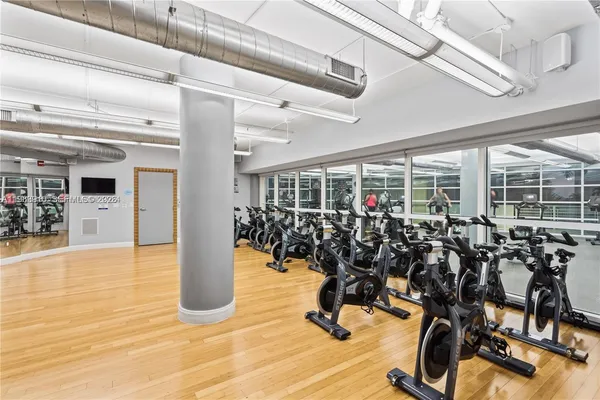 a view of a room with gym equipment