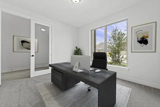 a view of workspace with a window