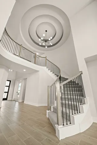 en view interior of a house with wooden floor