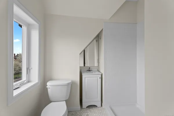 a bathroom with a toilet a sink and window