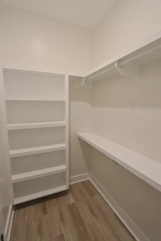 a view of an empty walk in closet