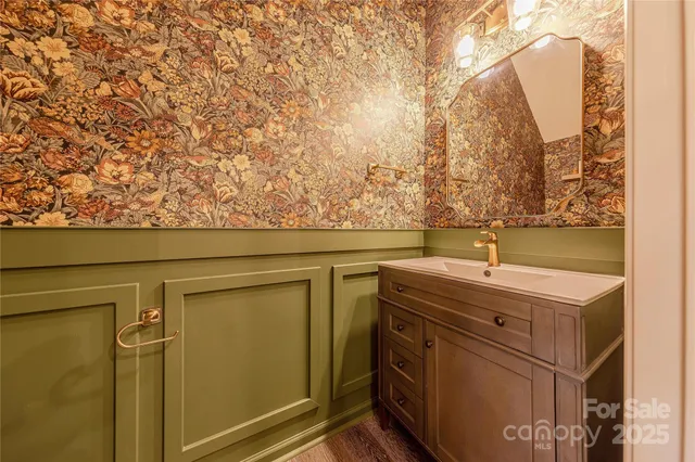 an empty room with a bathroom