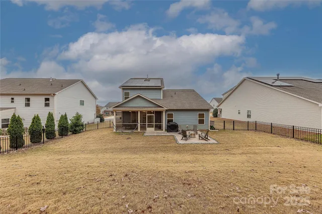 a view of a patio with swimming pool