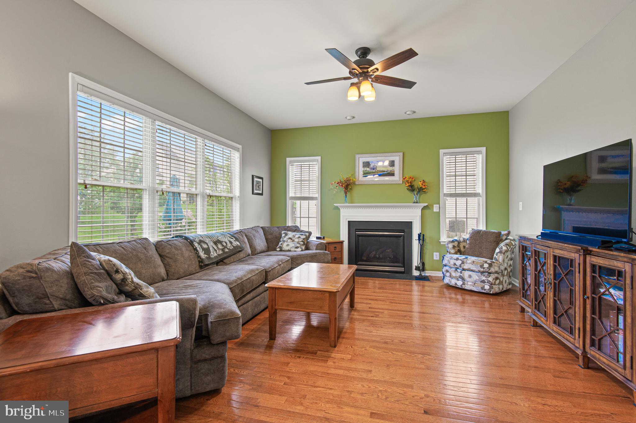 985 Silver Maple Circle Seven Valleys, PA 17360 - Photo 6 of 50 a living room with furniture a flat screen tv and a fireplace