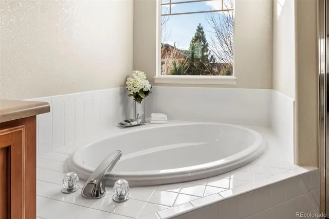 a bathroom with a tub