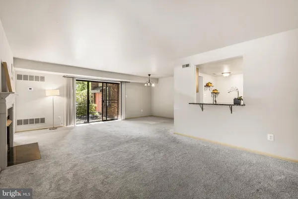 a view of a big room with closet and windows