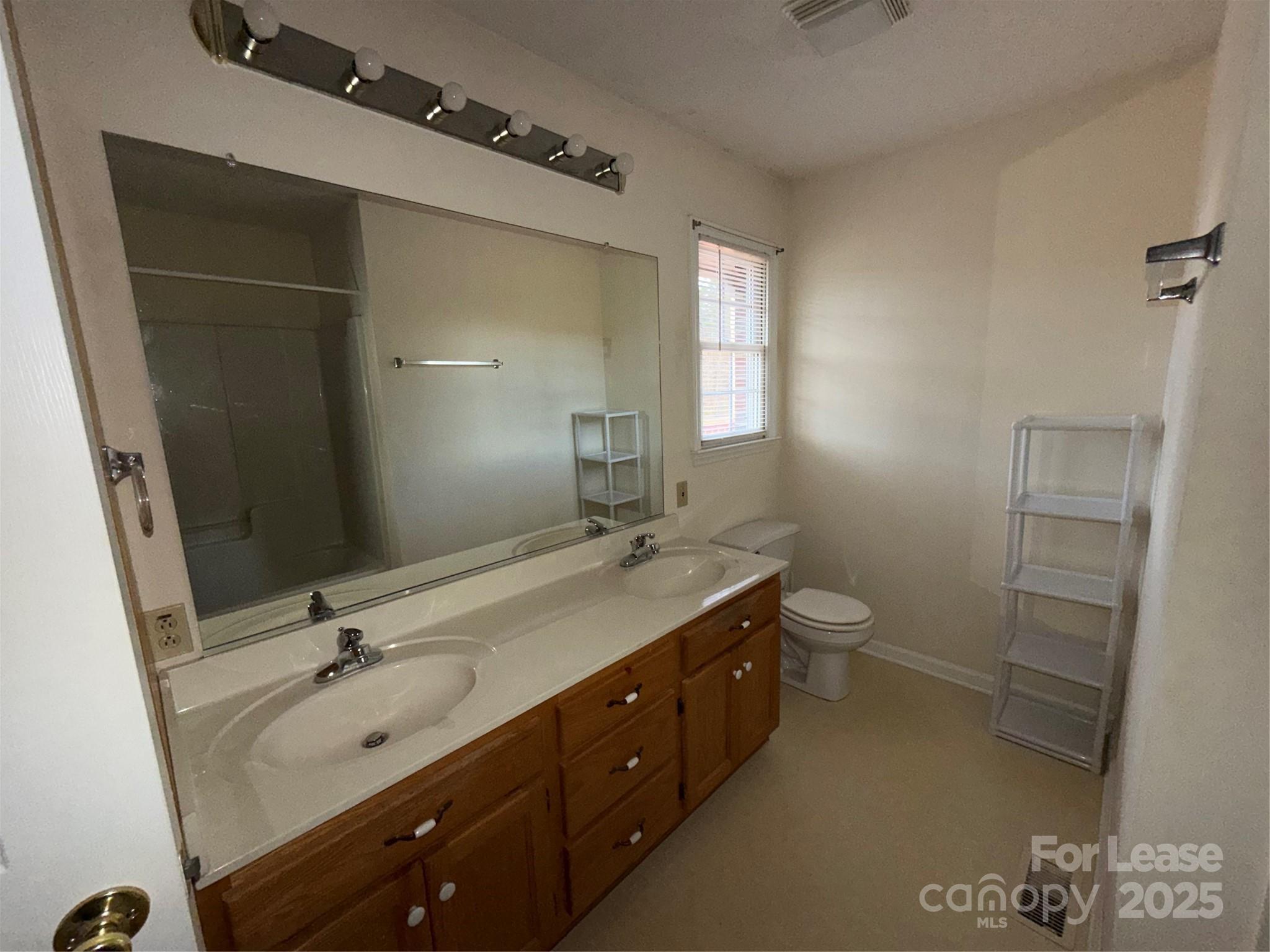 401 Miller Farm Road Statesville, NC 28625 - Photo 10 of 18 a bathroom with a double vanity sink and mirror with toilet