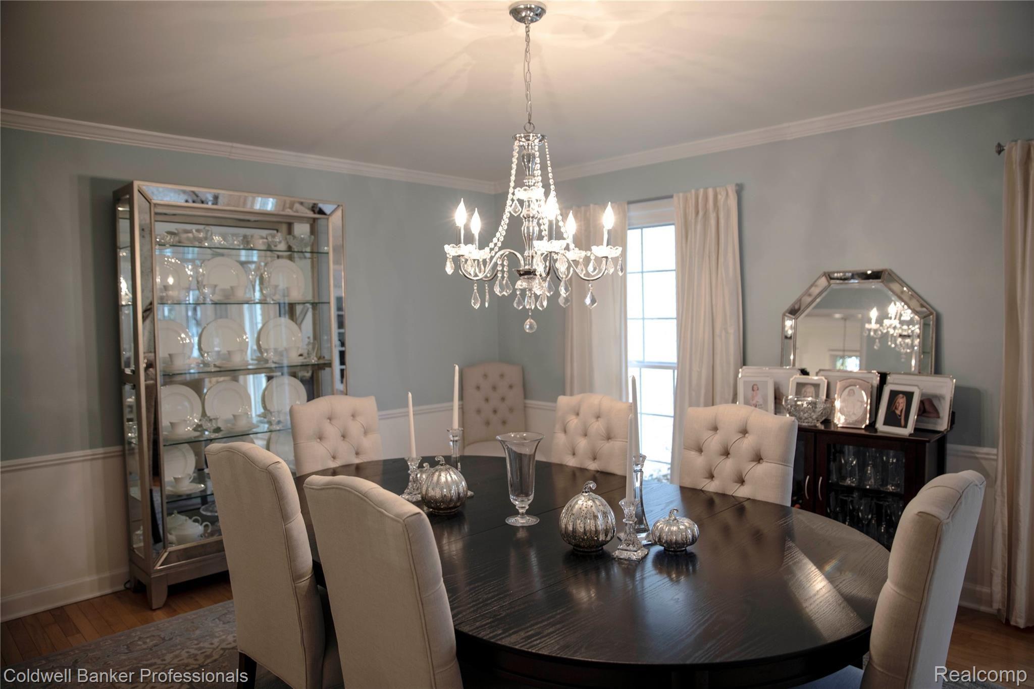 Elegant and spacious dining room.