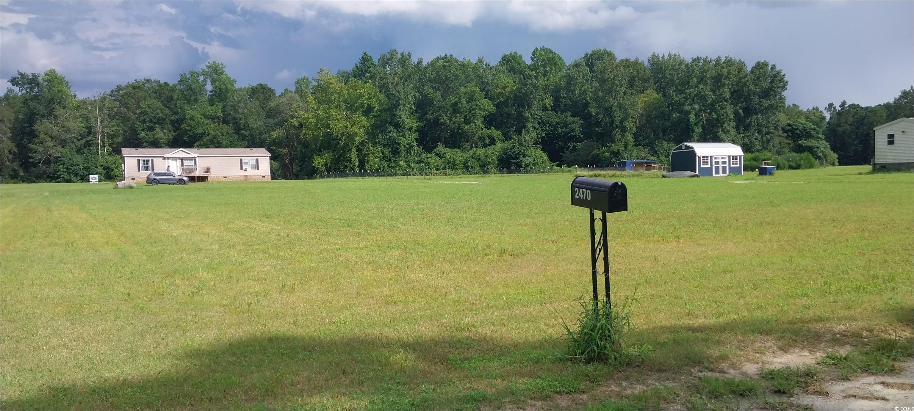 2470 Wigley Road Loris, SC 29569 - Photo 3 of 30 View of green lawn with a wooded view and a storage unit
