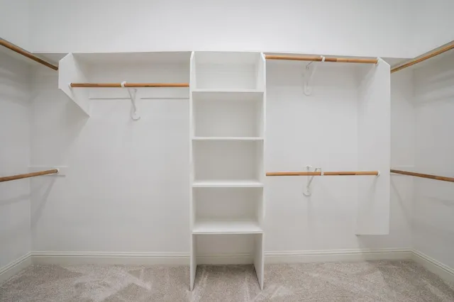 a view of an empty walk in closet